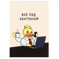 Блокнот А5, 40 листов в клетку на гребне, Calligrata TOP &laquo;Утка&raquo;, обложка мелованный картон, блок офсет