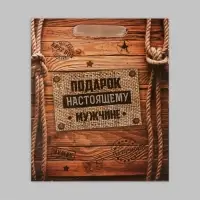 Пакет подарочный крафтовый, упаковка, &laquo;Подарок настоящему мужчине&raquo;, 18&times;23&times;8 см