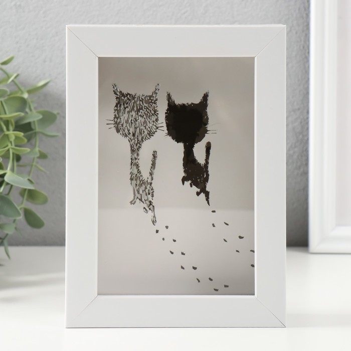 Копилка интерьерная пластик "Кошки и следы" 17х12х3,8 см