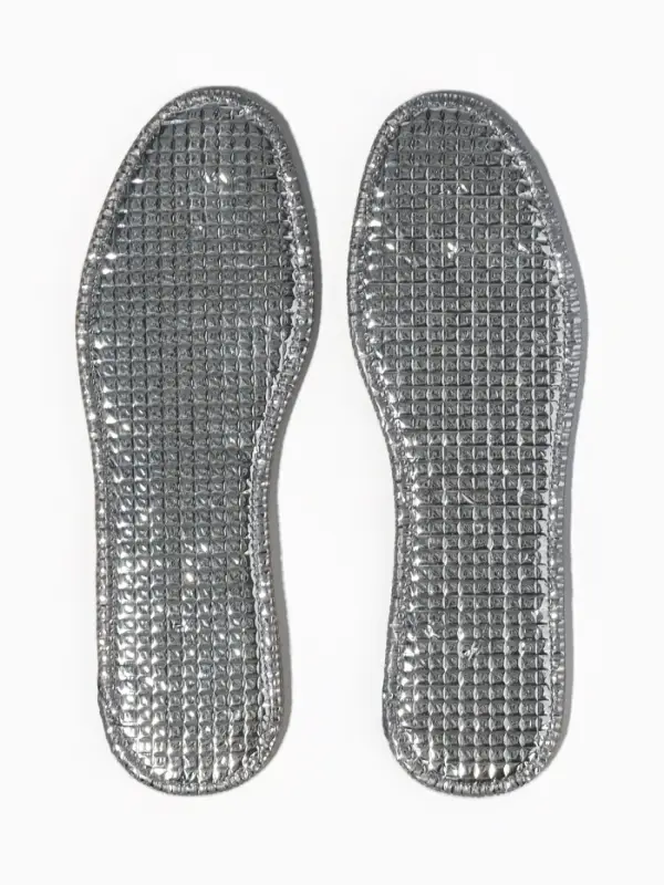 Стельки для обуви, утеплённые, двухслойные, фольгированные, окантовка, р-р RU 34.5 (р-р Пр-ля 36), 23 см, пара, серые