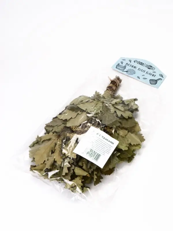 Веник для бани, дубовый, 55 см, с букетом из трав, &laquo;Добропаровъ&raquo;