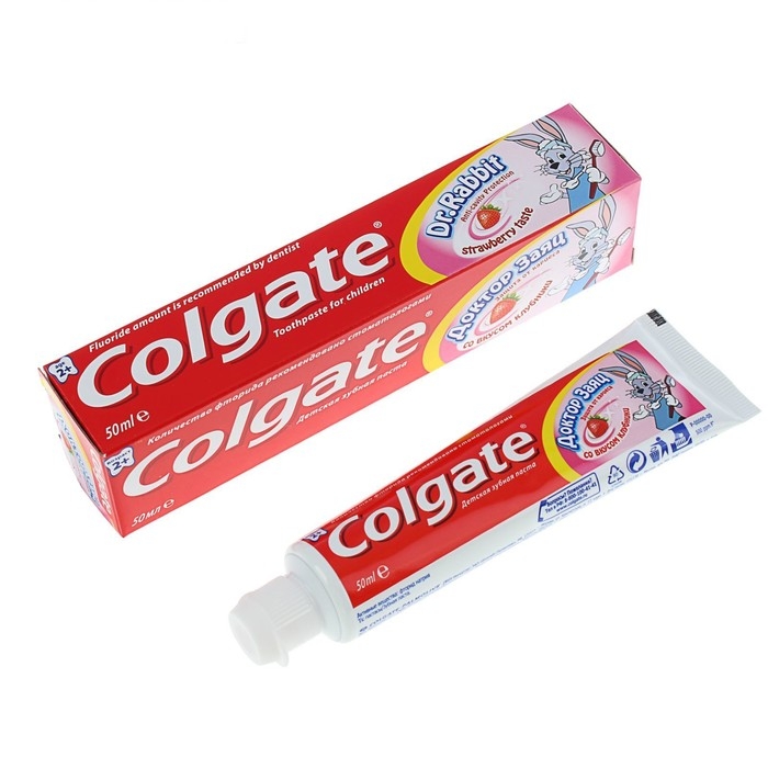 Зубная паста Colgate «Доктор Заяц», со вкусом клубники, 50 мл Зубная паста Colgate «Доктор Заяц», со вкусом клубники, 50 мл