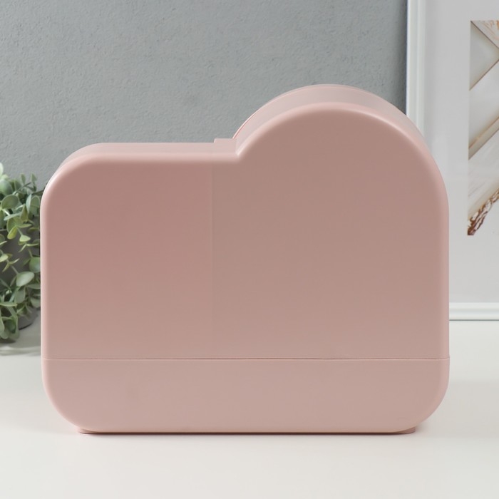 Шкатулка для косметики пластик, зеркало с подсветкой Шкатулка для косметики пластик, зеркало с подсветкой "Светло-розовая" 37,5х22х31 см