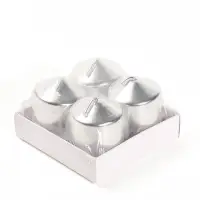 Свеча столбик, набор 4 шт., 3.8&times;5 см, серебристый