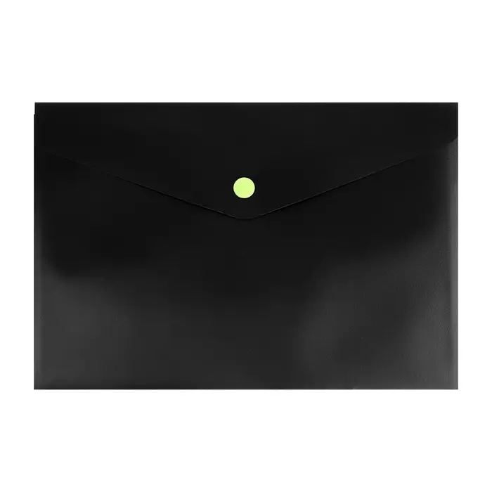 Папка-конверт на кнопке А5, 150 мкм, Calligrata No Secret, непрозрачная, черная, микс цветные кнопки
