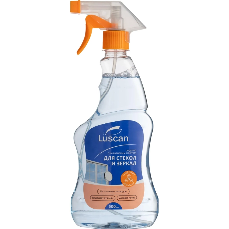 Средство для стекол и зеркал с нашатырным спиртом Luscan 500 мл