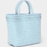 Сумка плетёная, 30&times;15&times;35 см, пластик, бело-голубая