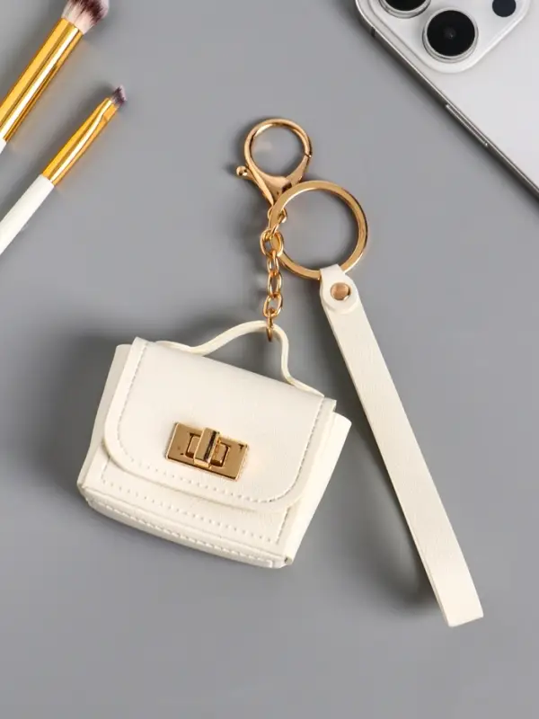 Брелок кожзам с карабином, с ремешком Брелок кожзам с карабином, с ремешком "Сумочка" белоснежный 6,2х2,5х7 см