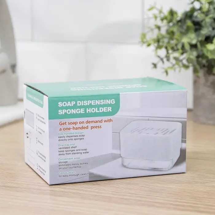 Дозатор для моющего средства с подставкой для губки, 250 мл, губка в комплекте, цвет синий Дозатор для моющего средства с подставкой для губки, 250 мл, губка в комплекте, цвет синий