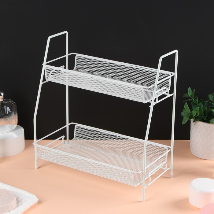 Органайзер для хранения косметических средств/принадлежностей, двухуровневый, 31 × 32 × 16.5 см, цвет белый Органайзер для хранения косметических средств/принадлежностей, двухуровневый, 31 × 32 × 16.5 см, цвет белый