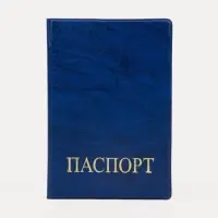 Обложка для паспорта, искусственная кожа, золотистое тиснение, синяя