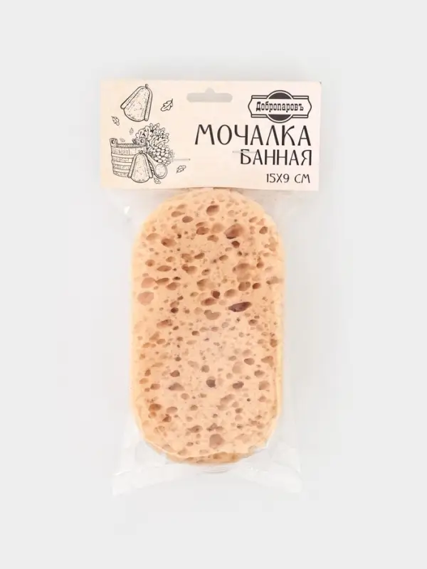 Губка для тела &laquo;Банная&raquo;,15&times;9 см, бежевая