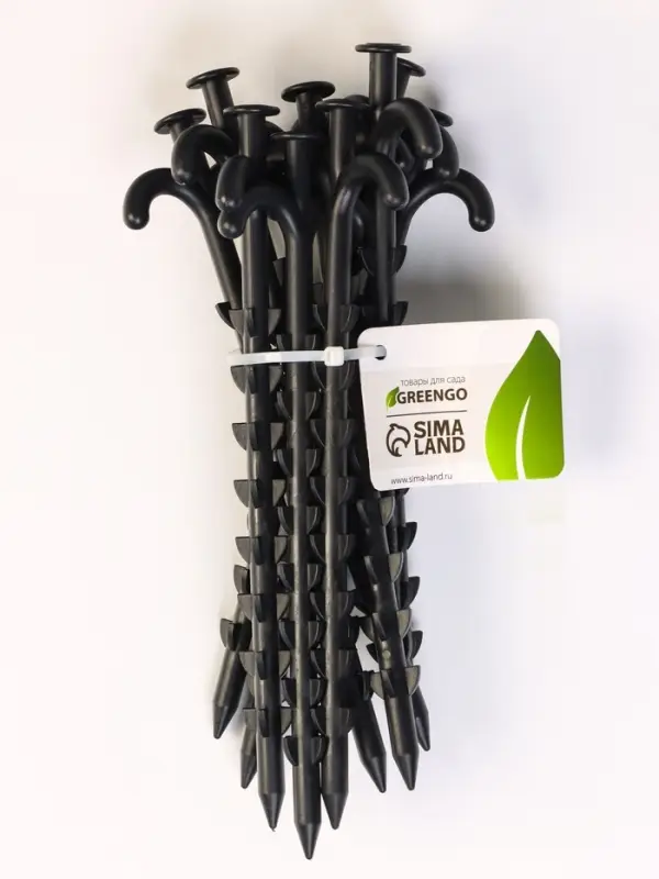 Набор колышков для зажима укрывного материала с грунтозацепами, h=24 см, набор 10 шт., Greengo