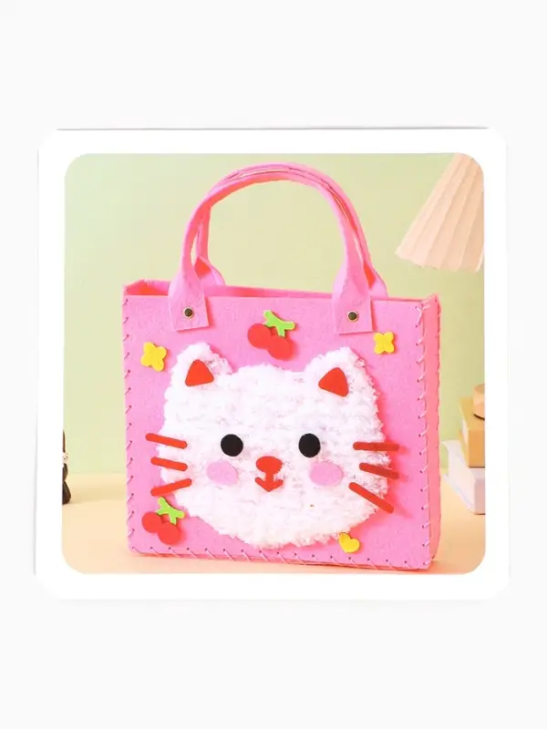 Набор для создания сумки из фетра "Кошечка", цвет розовый