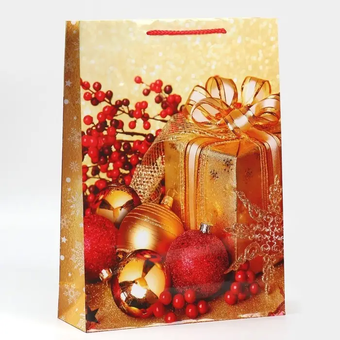 Пакет подарочный новогодний ламинированный «Поздравляю», L 28 х 38 х 9 см Пакет подарочный новогодний ламинированный «Поздравляю», L 28 х 38 х 9 см