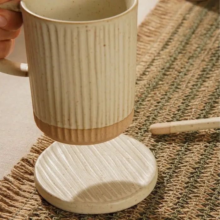 Набор подставок под горячее SL Home &laquo;Виенто&raquo;, под кружу, 4 шт., d=10 см, керамика, бежевый