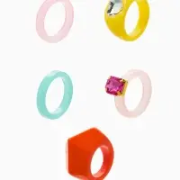 Набор колец 5 шт "Стиль лёгкий" кристалл и сердце, размер МИКС (17-19), цветные