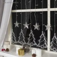 Гирлянда &laquo;Бахрома&raquo; 2.4&times;0.9 м с насадками &laquo;Ёлки&raquo;, IP20, прозрачная нить, 138 LED, свечение мульти, 8 режимов, 220 В