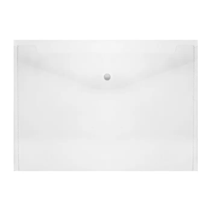 Папка-конверт на кнопке, А4, 180 мкм, прозрачная