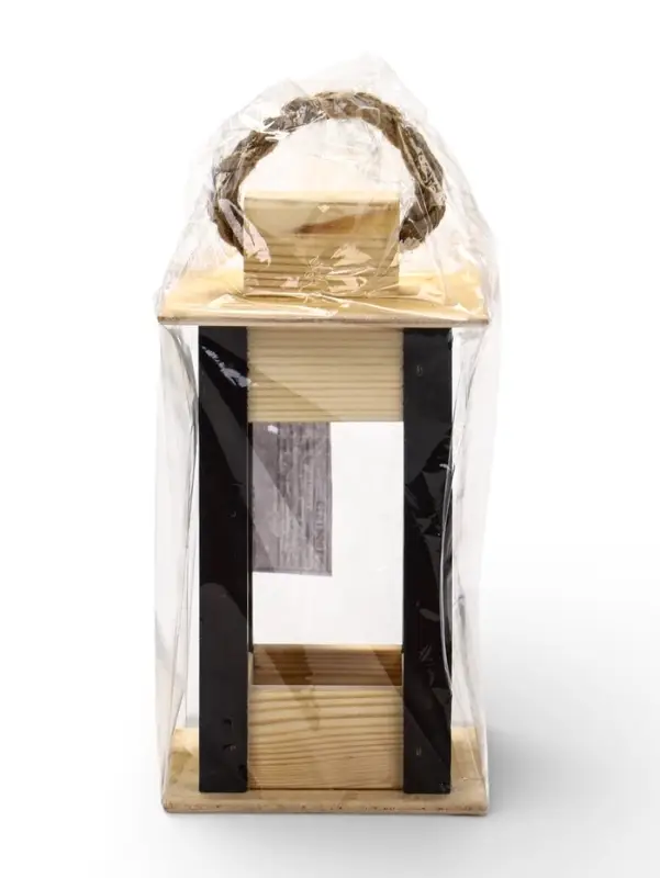 Фонарь декоративный, 9&times;9&times;18 см, деревянный, цвет натуральный с чёрным