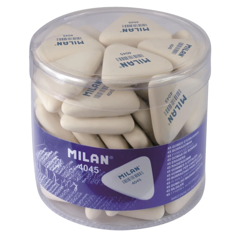 Ластик каучуковый Milan 4045, треугольный, белый
