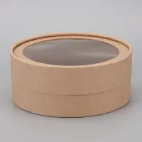 Набор круглых подарочных коробок, завальцованные с окном, крафт, набор 8 шт., 15×6 см Набор круглых подарочных коробок, завальцованные с окном, крафт, набор 8 шт., 15×6 см