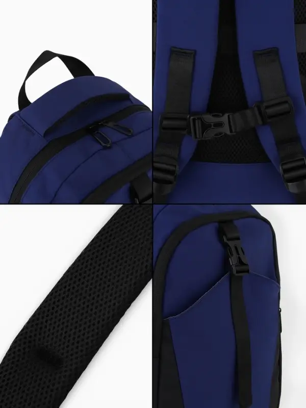 Рюкзак, 27*13*38,5 см, 2 отд 3н/карм, Комби, Водонепрон. дно, синий/черн