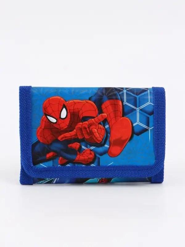 Кошелек детский на липучке, синий, Человек-паук