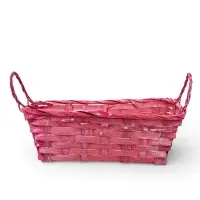 Корзина плетеная 24 х 20 х 8 см,боковые ручки, розовый квадрат