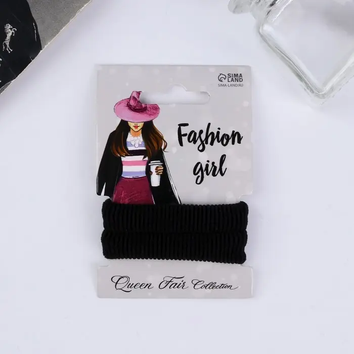 Резинка для волос Резинка для волос "Стильная" (набор 2 шт) 5,5 см, чёрный