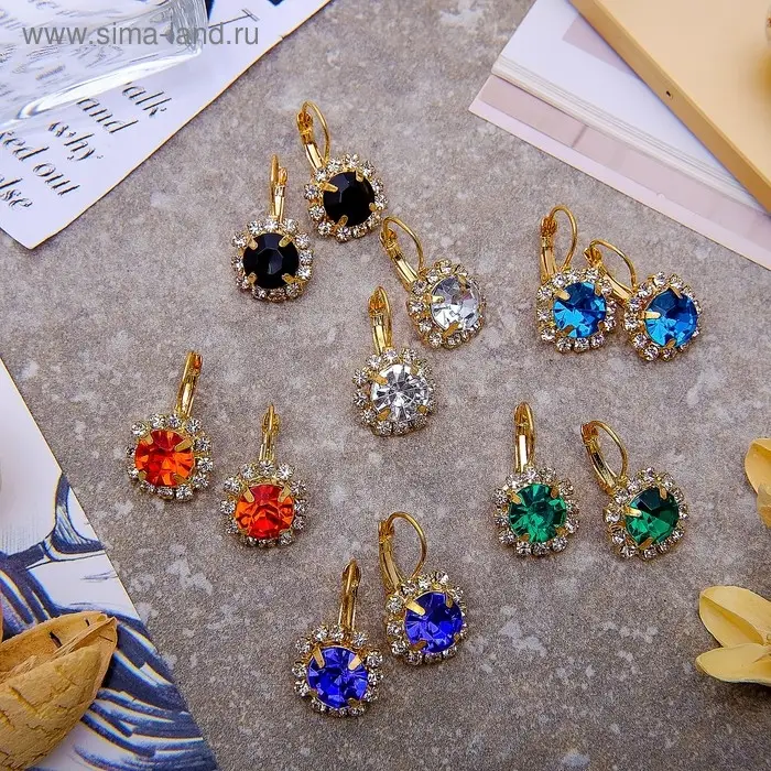 Серьги со стразами «Круг» вечеринка, крупный, миксы Серьги со стразами «Круг» вечеринка, крупный, миксы