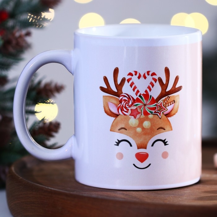 Кружка с сублимацией новогодняя Дорого внимание «Волшебных моментов», 320 мл, розовая