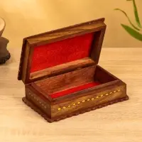 Шкатулка резная "Флористика" 20х12,5х6,5 см, дерево шишам