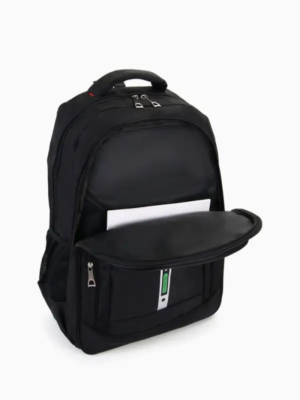 Рюкзак молодёжный, 2 отдела на молнии, 4 кармана, размер 37&times;17&times;54 см, чёрный