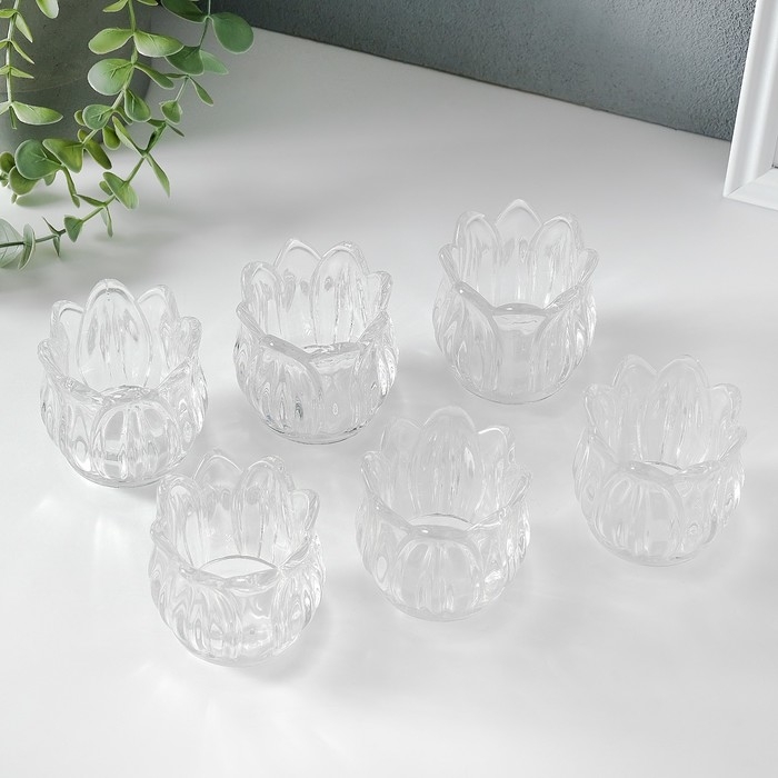 Подсвечник стекло на 1 свечу "Подснежник" прозрачный 7х7х7 см