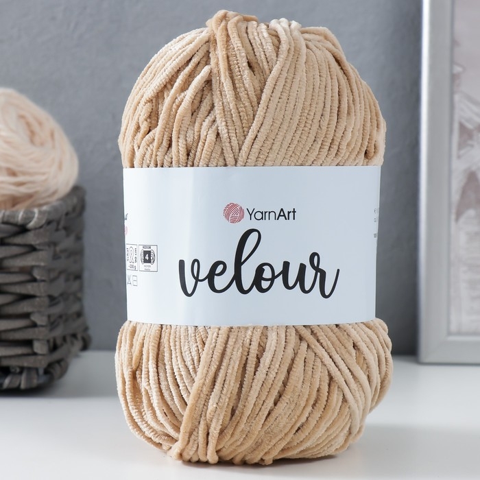Пряжа Пряжа "Velour" 100% микрополиэстер 170м/100г (843 бежевый)