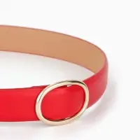Ремень жен 05-01-01-07, 3*0,3*110 см, без винта, пряжка золото, затяжка, красный