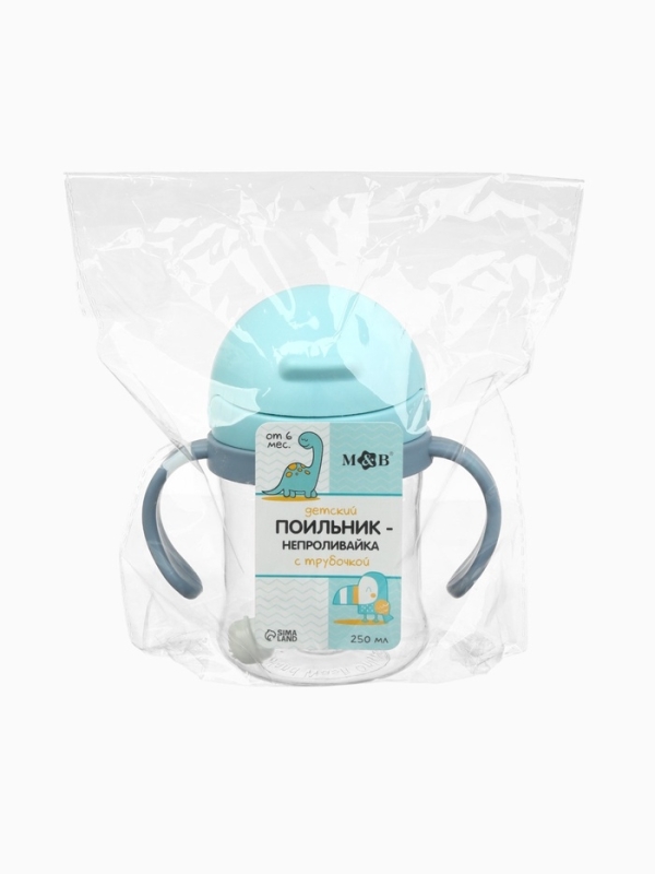 Mum&Baby, Поильник- непроливайка с трубочкой, зайка, голубой SL-07275C