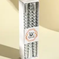 Набор свечей витых, 1.9&times;20 см, 6 шт., серебряный металлик