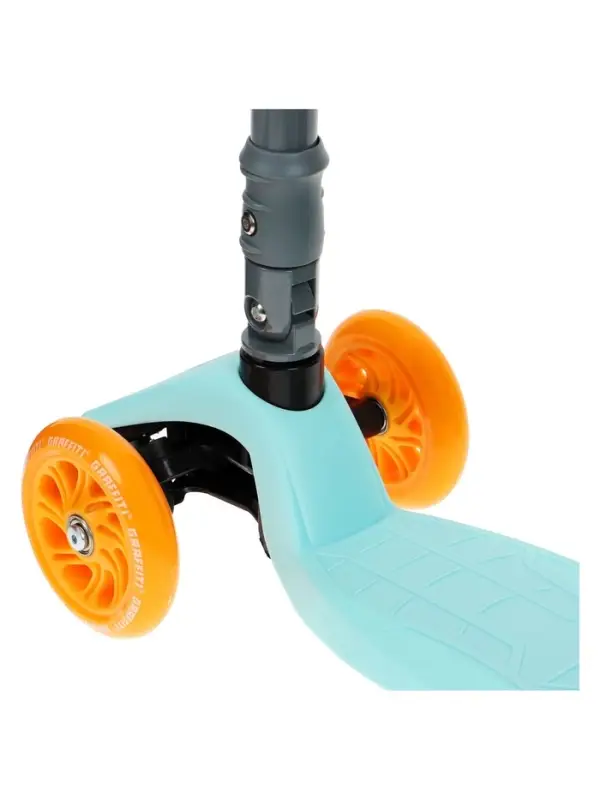 Самокат складной GRAFFITI Baby, колёса световые PU 120/70 мм, ABEC 7, цвет бирюзовый