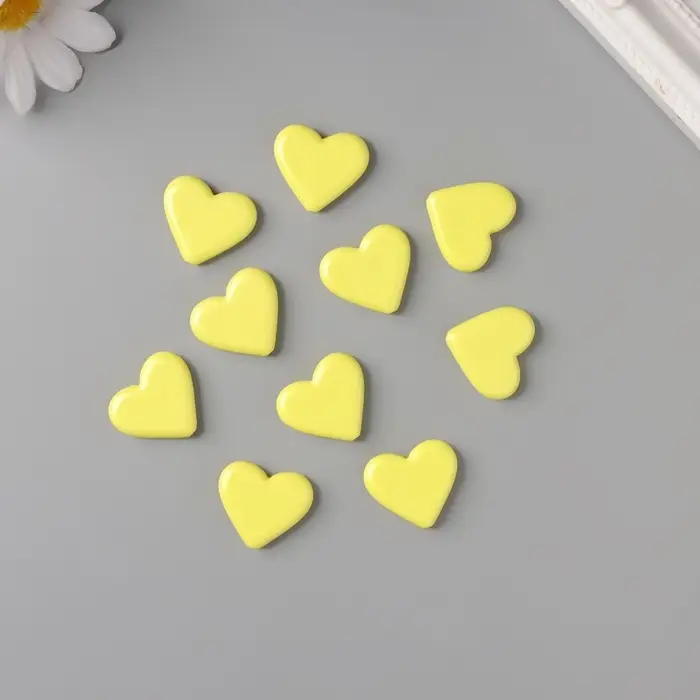 Бусины для творчества акрил Бусины для творчества акрил "Сердечки гладкие" жёлтый 2,4х2х0,5 см