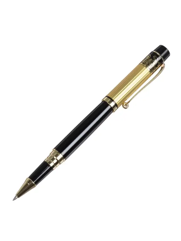 Ручка подарочная Calligrata, шариковая, в футляре кожзам, корпус чёрный с золотым