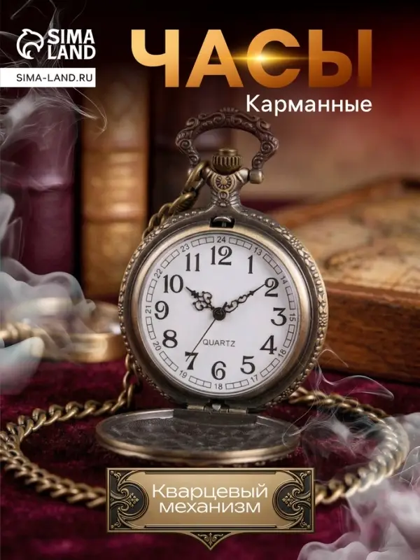 Часы карманные &laquo;Поезд&raquo;, кварцевые, цепочка l-40 см, d=4.5 см