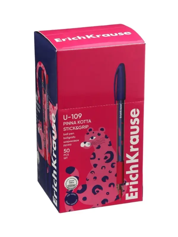 Ручка шариковая ErichKrause U-109 Stick&Grip 1.0, Ultra Glide, синяя, МИКС