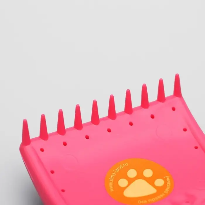 Щётка - пуходёрка средняя, основание 59&times;49 мм, жесткая с каплями, розовая