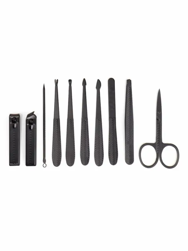 Набор маникюрный, 10 предметов, в футляре, серый, чёрный