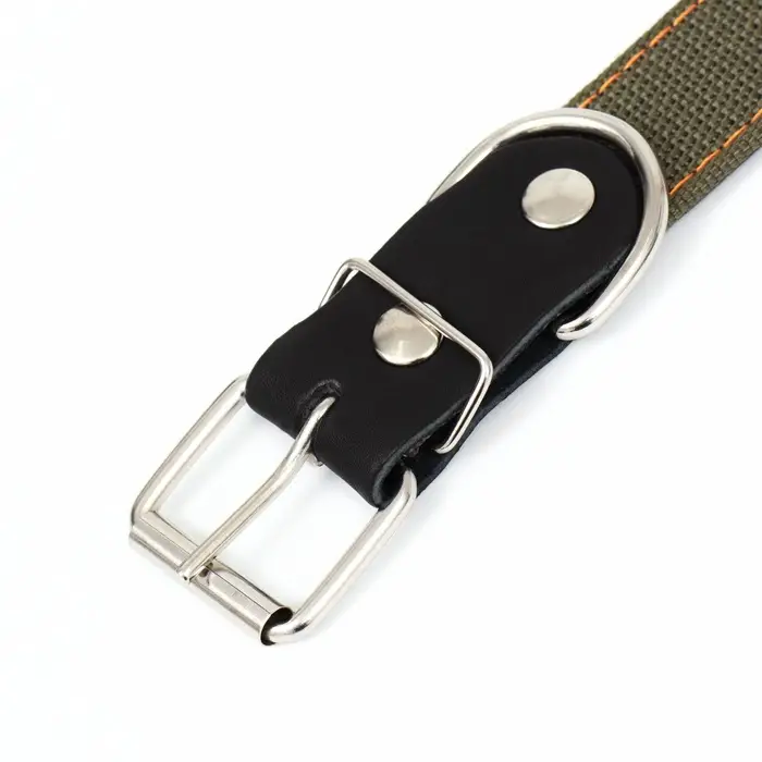 Ошейник брезентовый с подкладом, 72&times;3.5 см, ОШ 45-60 см, хаки