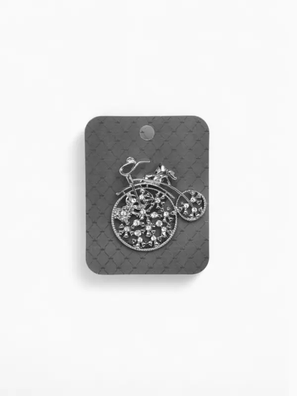 Брошь &laquo;Велосипед&raquo;, ретро, белая в серебре