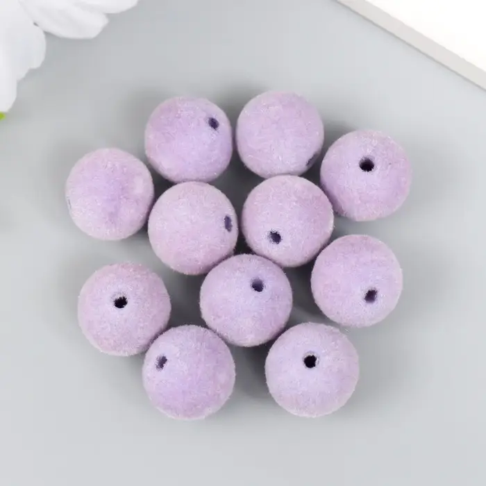 Бусины для творчества бархатное напыление "Сиреневая луна" набор 10 шт d=1,4 см