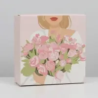 Коробка подарочная складная, упаковка, &laquo;Цветы&raquo;, 17&times;17&times;7 см